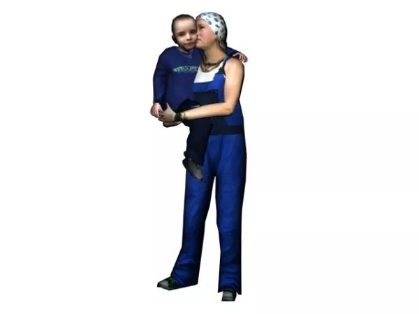 Character Women Holding Children 3d model Character Women Holding Children 3d model
