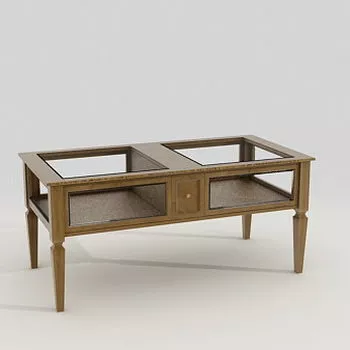 Wood And Glass Top Coffee Table 3d model Wood And Glass Top Coffee Table 3d model