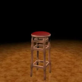 Wood Bar Stool 3d model