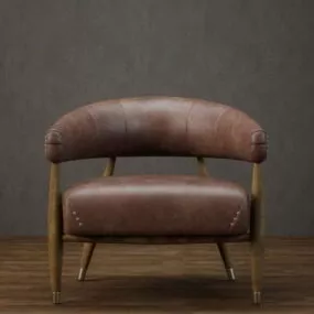 Wood Base Leather Tub Chair 3d model