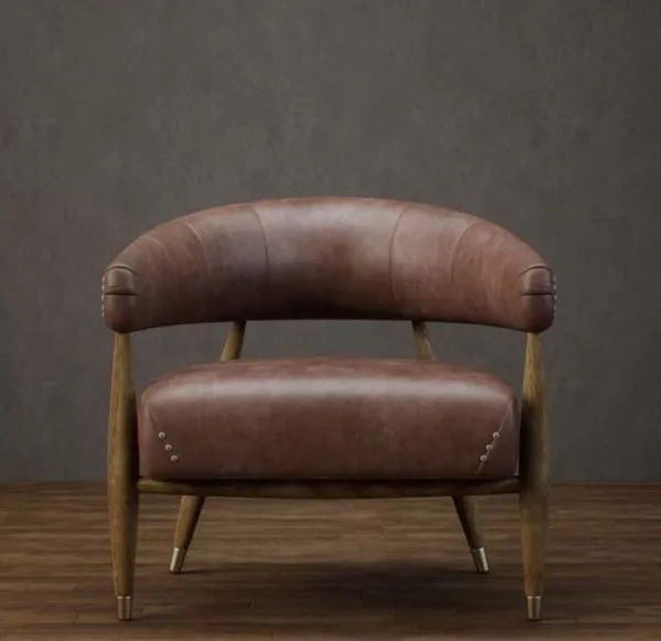 Wood Base Leather Tub Chair 3d model Wood Base Leather Tub Chair 3d model