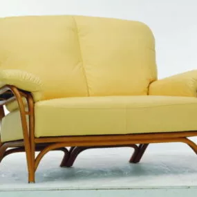 Wood Base Upholstered Loveseat 3d model