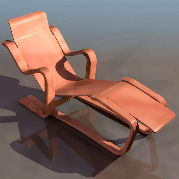Blue Chaise Longue Recliner Style 3d model