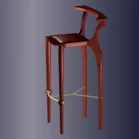 Wood Counter Bar Stool 3d model