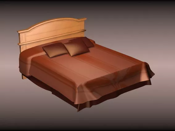 Wood Double Platform Bed 3d model Wood Double Platform Bed 3d model
