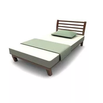 Wood Frame Single Bed 3d model Wood Frame Single Bed 3d model