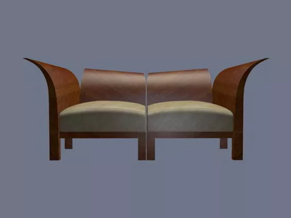 Wood Loveseat 3d model Wood Loveseat 3d model