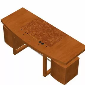 Wood Office Desk With Filing Cabinets 3d model