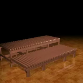Wood Patio Bench 3d model