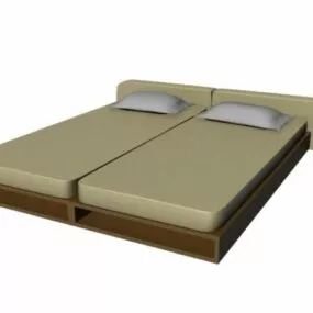 Wood Platform Bed 3d model