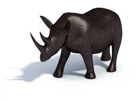 Silver Rhino Statue 3d model