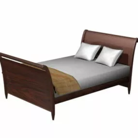 Wood Sleigh Bed 3d model