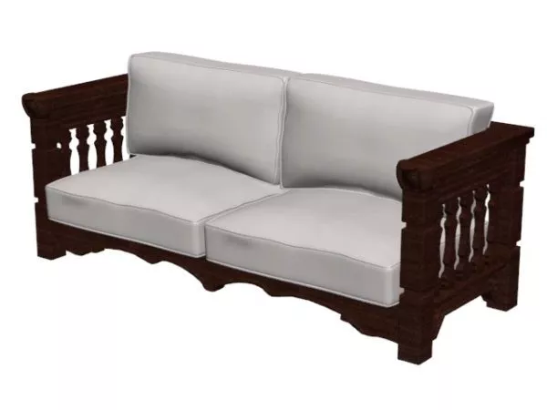 Wooden Sofa Settee 3d model Wooden Sofa Settee 3d model