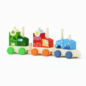 Wood Toy Trains 3d model