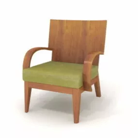 Furniture Wooden Armchair With Cushion 3d model