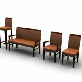 Wooden Chair Sets Furniture 3d model