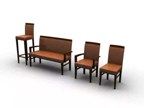 Wooden Chair Sets Furniture 3d model Wooden Chair Sets Furniture 3d model