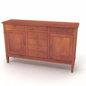 Furniture Wooden Dresser With Drawer 3d model