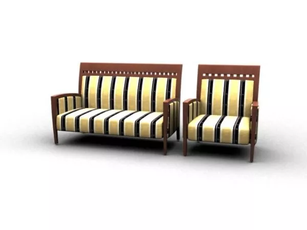 Wooden Settee Sofa Furniture 3d model Wooden Settee Sofa Furniture 3d model