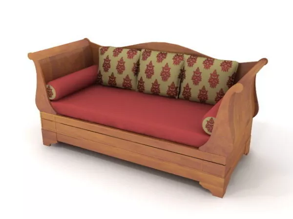 Furniture Wooden Sofa Bed 3d model Furniture Wooden Sofa Bed 3d model