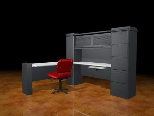 Workstation Desk With Cabinet And Chair 3d model Workstation Desk With Cabinet And Chair 3d model