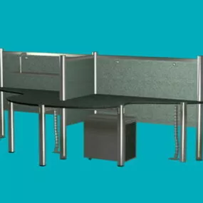 Workstation Desk With Partition 3d model