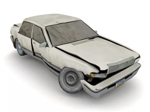 Wrecked Sedan Car 3d model Wrecked Sedan Car 3d model