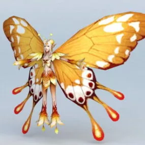 Yellow Butterfly Fairy 3d model