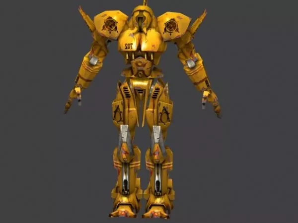 Yellow Battle Robot 3d model Yellow Battle Robot 3d model