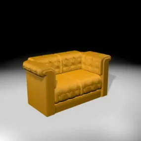 Yellow Tufted Loveseat 3d model