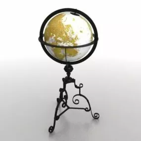 Yellow World Globe 3d model