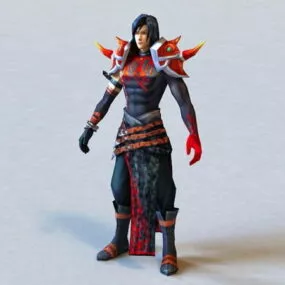 Young Warrior With Black Armor 3d model