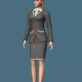 Young Business Woman Standing & Rigged 3d model