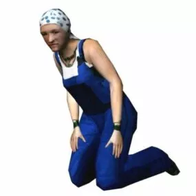 Character Young Woman Kneeling Down 3d model