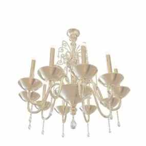 Light Brass Chandelier Home 3d model