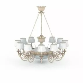 12 Light Brass Arm Chandelier 3d model