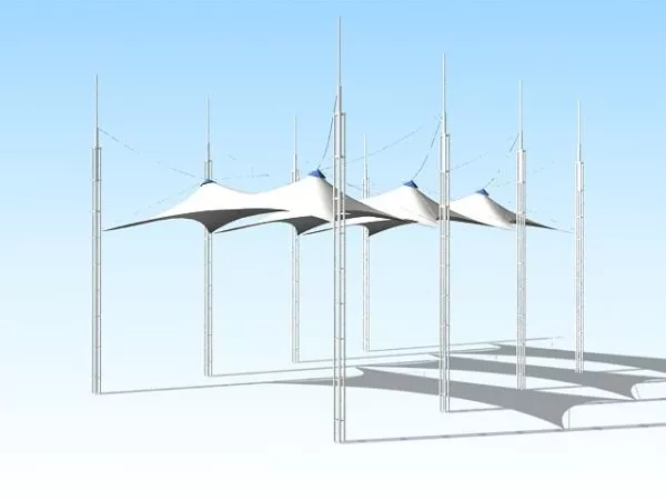 Column With Mesh Roof Structure 3d model