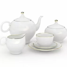 White Porcelain Tea Set 3d model