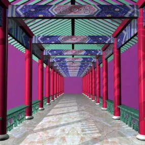 Chinese Traditional Garden Corridor 3d model
