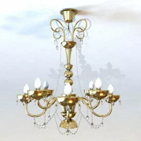 Antique Colonial Style Brass Chandelier 3d model