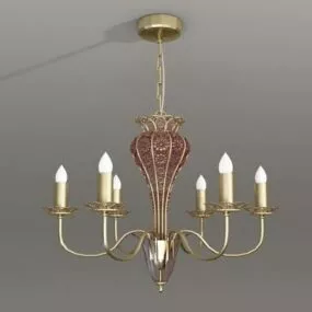 Colonial Vintage Brass Chandelier 3d model