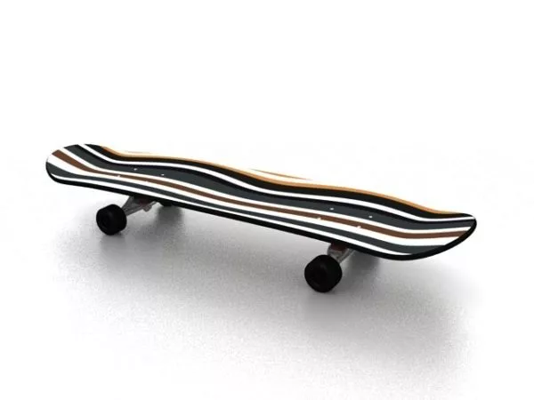 White Skateboard With Wheels 3d model