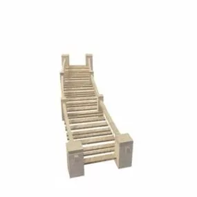 Old Wooden Garden Bridge 3d model