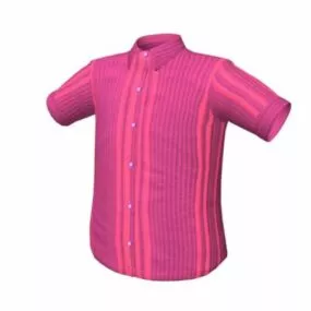 Pink Short Sleeve Shirt Men Fashion 3d model