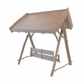 Garden Old Wooden Swing Seat 3d model