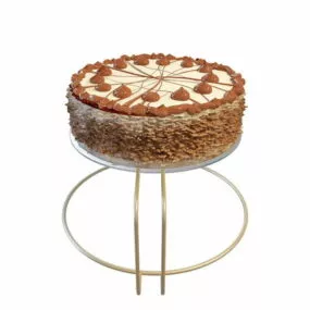 Food Chocolate Cake On Plate 3d model