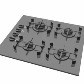 4 Burner Kitchen Gas Cooktop 3d model