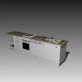 Single Lower Kitchen Cabinet 3d model