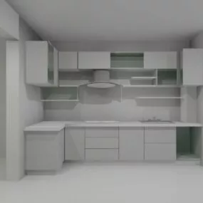 L Shape Design Of Kitchen Cabinet 3d model