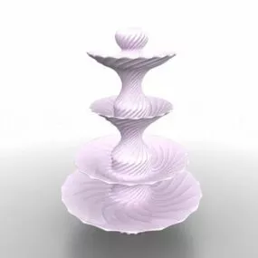 4 Tier Stone Water Fountain 3d model